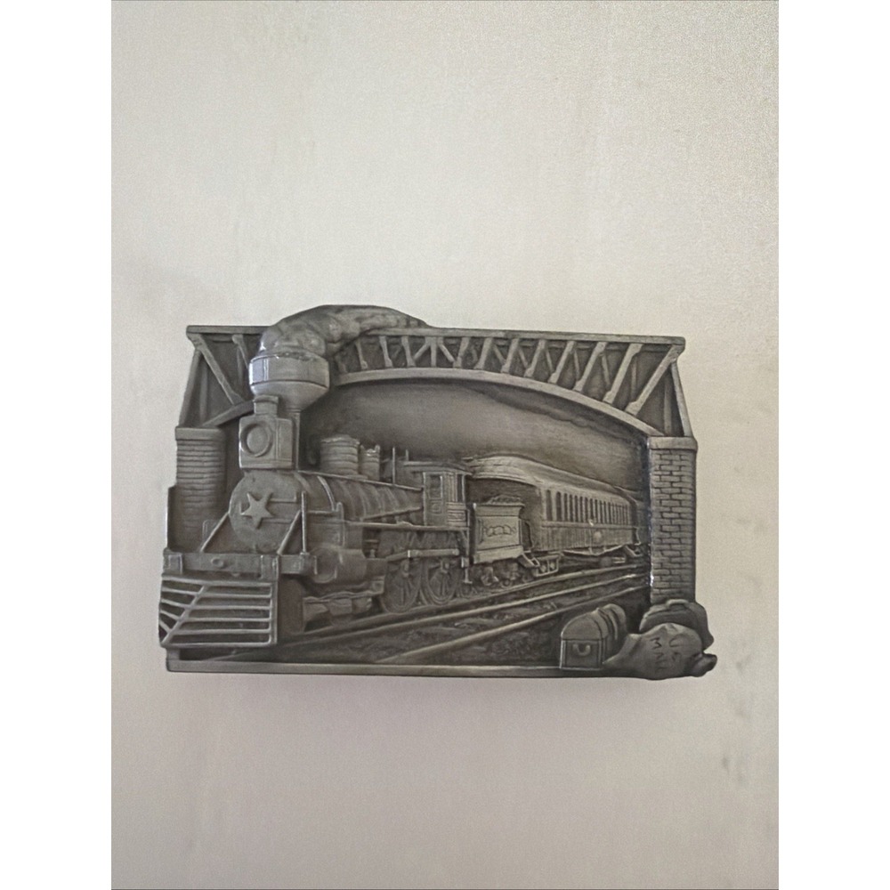 Vintage Bergamot Brass Works Train Belt Buckle 1983 Made In USA